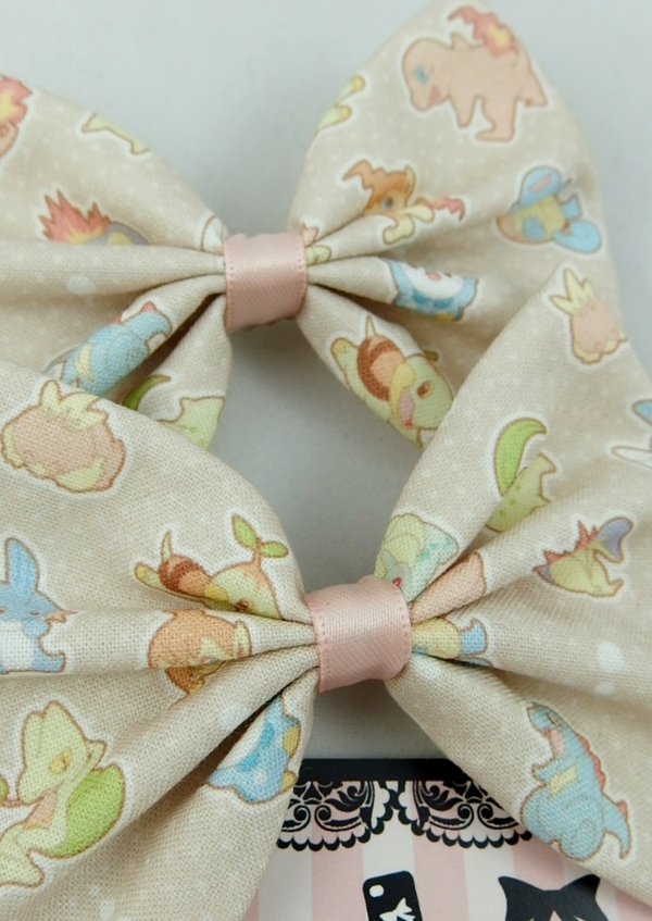 Kawaii Soft Pastel Pokemon Printed Fabric Bow -- Girly and Geeky --