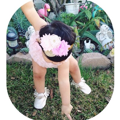 Gold and pink shabby headband