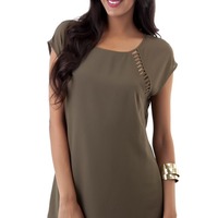 Olive Cutout Top - Thumbnail 2