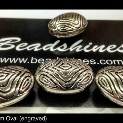 Engraved oval beads (100pcs) 25mm x 10mm - Thumbnail 5