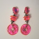 NEW Chunky Aqua Pink Chandelier Earrings-1