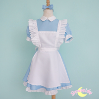 [S - XL Better Version] Alice In Wonderland Blue Maid Dress With Apron and Hair Bow SP151638 - Thumbnail 1