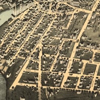 Pawtucket & Central Falls, RI in 1877 - Bird's Eye View, Aerial, Panorama, Vintage, Antique, Reproduction, Giclée, Framable, Fine Art - Thumbnail 1