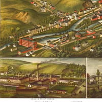 North Adams, MA in 1881 - Bird's Eye View, Aerial map, Panorama, Vintage, Antique map, Reproduction, Giclée, Framable, Fine Art. Wall map - Thumbnail 2