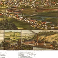 North Adams, MA in 1881 - Bird's Eye View, Aerial map, Panorama, Vintage, Antique map, Reproduction, Giclée, Framable, Fine Art. Wall map - Thumbnail 3