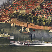 New York City in 1870 - Bird's Eye View Map, Aerial, Panorama, Vintage, Antique, Reproduction, Giclée, Framable, Fine Art - Thumbnail 1