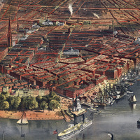 New York City in 1870 - Bird's Eye View Map, Aerial, Panorama, Vintage, Antique, Reproduction, Giclée, Framable, Fine Art - Thumbnail 4