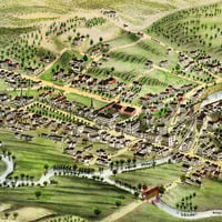 Newport, NH in 1877 - Bird's Eye View Map, Aerial, Panorama, Vintage, Antique, Reproduction, Giclée, Framable, Fine Art - Thumbnail 4