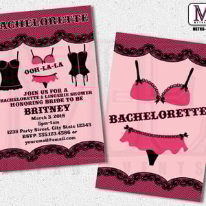 Bachelorette Party Invitations, Bachelorette Invitation, Lingerie Shower Invitations, Bachelorette Party, Invitations, Invitation - Thumbnail 2