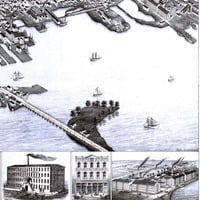 New Bedford, MA in 1876 - Bird's Eye View Map, Aerial Map, Panorama, Vintage Map, Antique Map, Reproduction, Giclée, Framable Map, Fine Art - Thumbnail 3