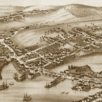 Newcastle & Damariscotta, Maine in 1878 - Bird's Eye View Map, Aerial, Panorama, Vintage, Antique, Reproduction, Giclée, Framable, Fine Art - Thumbnail 4