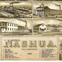 Nashua, NH in 1883 - Bird's Eye View Map, Aerial map, Panorama map, Vintage map, Antique map, Reproduction, Giclée, Framable map, Fine Art - Thumbnail 2