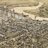 Nashua, NH in 1883 - Bird's Eye View Map, Aerial map, Panorama map, Vintage map, Antique map, Reproduction, Giclée, Framable map, Fine Art - Thumbnail 1