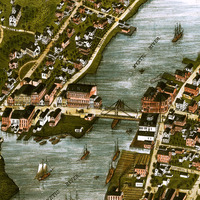 Mystic River, CT & Mystic Bridge in 1879 - Bird's Eye View, Aerial map, Panorama, Vintage map, Antique map, Giclée, Fine Art. Wall map - Thumbnail 3