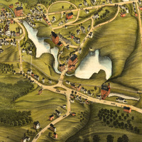 Monson, MA in 1879 - Bird's Eye View, Aerial map, Panorama, Vintage map, Antique map, Reproduction, Giclée, Framable map, Fine Art. Wall map - Thumbnail 3