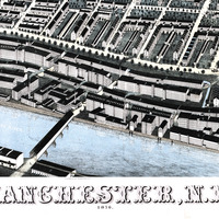 Manchester, NH in 1876 - Bird's Eye View Map, Aerial map, Panorama, Vintage map, Antique map, Reproduction, Giclée, Framable map, Fine Art - Thumbnail 1