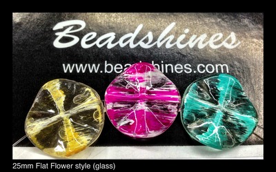 Glass Flower shape bead (dz) 25mm