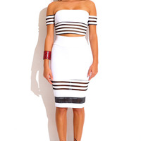 HIGH WAIST STRIPE TWO PC SET - Thumbnail 1