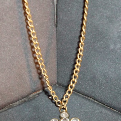 Bronze and rhinestone cross necklace