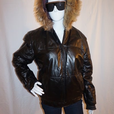 Vintage members only black leather jacket size xl