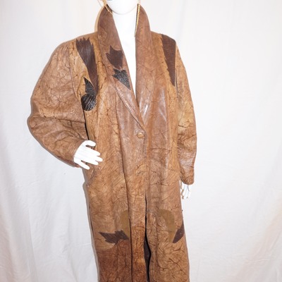 Vintage brown leather trench coat, 3x