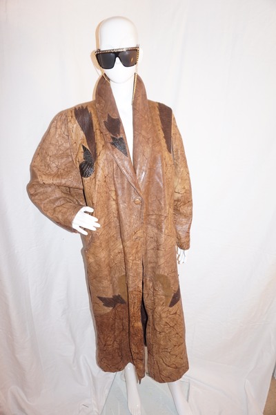 Vintage brown leather trench coat, 3x