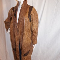 Vintage Brown Leather Trench Coat, 3X - Thumbnail 2