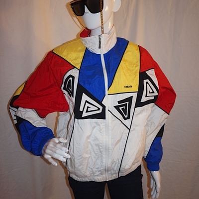 Vintage head white/colorful bomber, size l