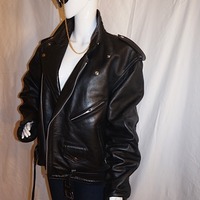 Vintage Element Black Leather Motorcycle Jacket, 2X - Thumbnail 2