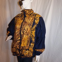 Vintage East West Blue/Gold Bomber Jacket, 2X - Thumbnail 3