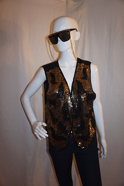Vintage aj black/gold sequins vest, xl