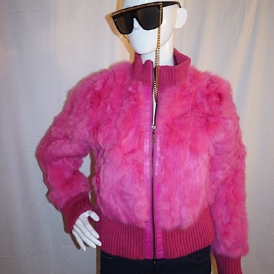 Vintage taxi pink rabbit fur coat, size s