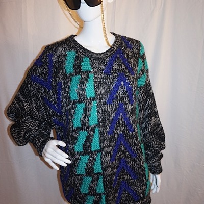 Vintage 1440 black/green/purple sweater, size 1x-2x