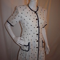 Vintage Dawn Joy White Polkadot Top, Size S-M - Thumbnail 1