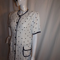 Vintage Dawn Joy White Polkadot Top, Size S-M - Thumbnail 2
