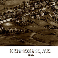 Kennebunk, Maine in 1895 - Bird's Eye View Map, Aerial, Panorama, Vintage, Antique, Reproduction, Giclée, Framable, Fine Art - Thumbnail 1