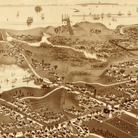 Hyannis, MA in 1884 - Bird's Eye View Map, Aerial, Panorama, Vintage, Antique, Reproduction, Giclée, Framable, Fine Art - Thumbnail 1