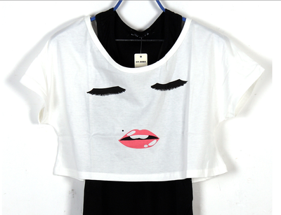 2pcs Face Cropped Shirt