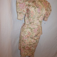 Vintage 2-Piece Donna Morgan Tan Floral Jacket/Skirt Set, XL - Thumbnail 1