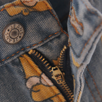 Cartoon Prints Fringed Denim Shorts - Thumbnail 2