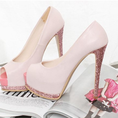 Glitter platform pumps