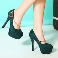 Suede Design High Heels Platform - Thumbnail 1