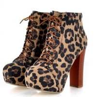 Leopard Ankle Motorcycle Boots - Thumbnail 4