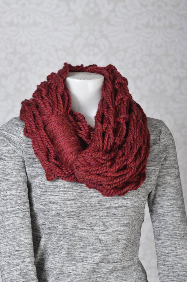 Arm Knit Scarf - Burgundy
