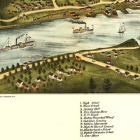 Gardiner and Pittston, Maine in 1878 - Bird's Eye View Map, Aerial, Panorama, Vintage, Antique, Reproduction, Giclée, Framable, Fine Art - Thumbnail 2