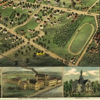 Foxborough, MA in 1879 - Bird's Eye View Map, Aerial Map, Panorama Map, Vintage Map, Antique Map, Reproduction, Giclée, Framable, Fine Art - Thumbnail 2