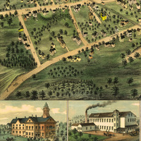 Foxborough, MA in 1879 - Bird's Eye View Map, Aerial Map, Panorama Map, Vintage Map, Antique Map, Reproduction, Giclée, Framable, Fine Art - Thumbnail 3