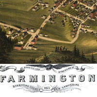Farmington, NH in 1877 - Bird's Eye View Map, Aerial, Panorama, Vintage, Antique, Reproduction, Giclée, Framable, Fine Art - Thumbnail 1