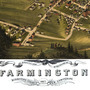 Farmington, NH in 1877 - Bird's Eye View Map, Aerial, Panorama, Vintage, Antique, Reproduction, Giclée, Framable, Fine Art-1