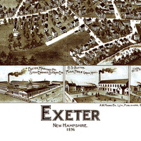 Exeter, NH in 1896 - Bird's Eye View Map, Aerial, Panorama, Vintage, Antique, Reproduction, Giclée, Framable, Fine Art - Thumbnail 1